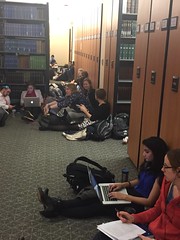 students in the basement during a tornado warning