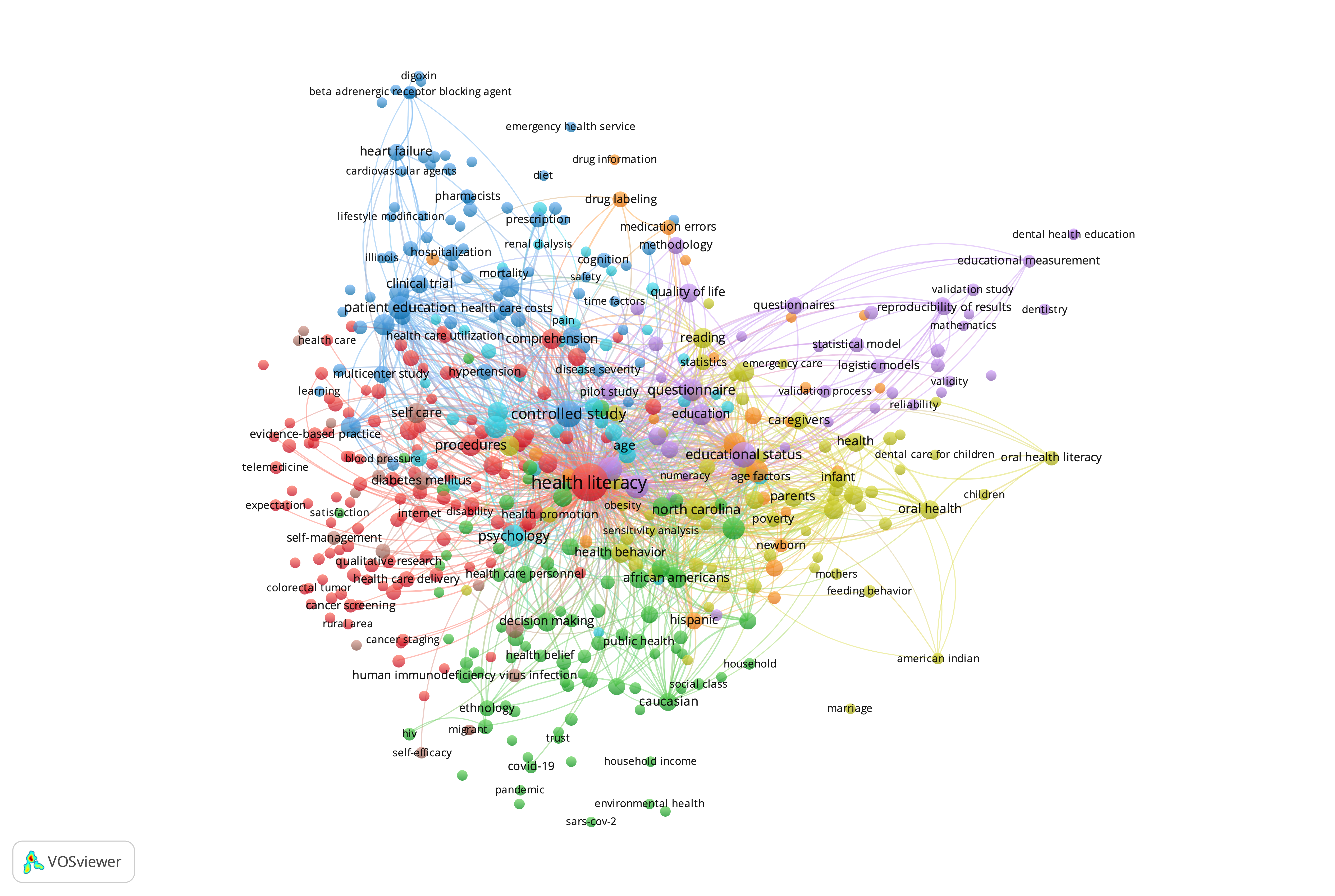 Visualization represents the range of health literacy topics published by researchers at UNC